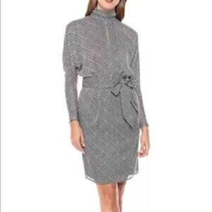 Joie Anastasia Belted Houndstooth Dress Size 8
